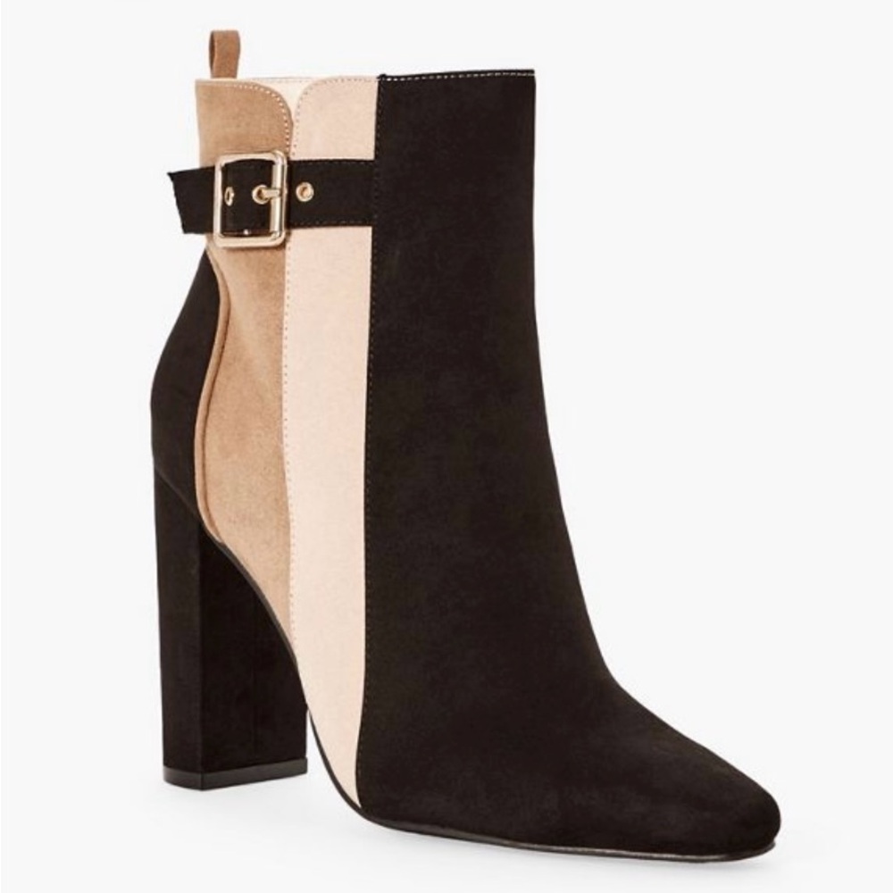 JustFab Linette Color Block Booties (Size 7.5)
